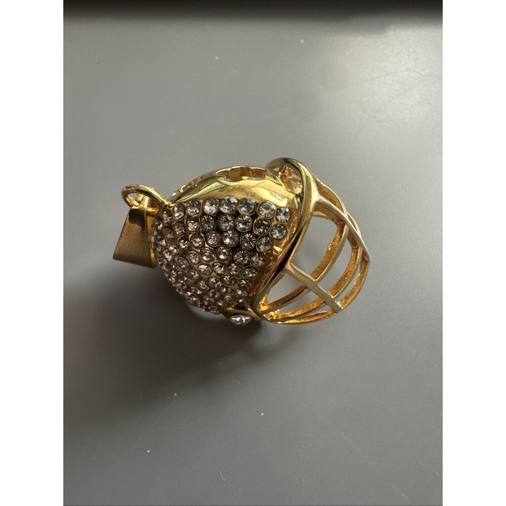 Football Helmet Pendant Stainless Steel Super Bowl Men’s Cubic Zirconia Gold